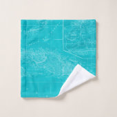 ブルーキューバの地図 バスタオルセット (ウォッシュタオル)