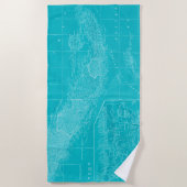 ブルーキューバの地図 ビーチタオル (正面)