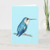 ブルーキューバビーハミングバードイラストレーション カード (正面)