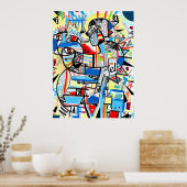 ブルーキュービズムの少年 ポスター (キッチン)