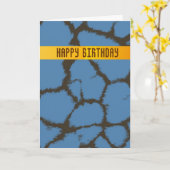 ブルーキリンのファーパターン誕生日カード カード (黄色い花)