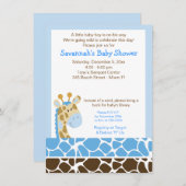 ブルーキリンボーイベビーシャワー招待状 招待状 (正面/裏面)