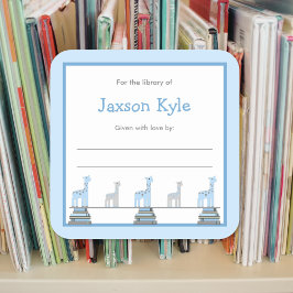 ブルーキリン少年ベビーシャワー蔵書票 スクエアシール