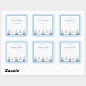 ブルーキリン少年ベビーシャワー蔵書票 スクエアシール (シート)