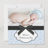 ブルーキリン男の赤ちゃんフォト《キリスト教》洗礼式や命名式 招待状 (正面)