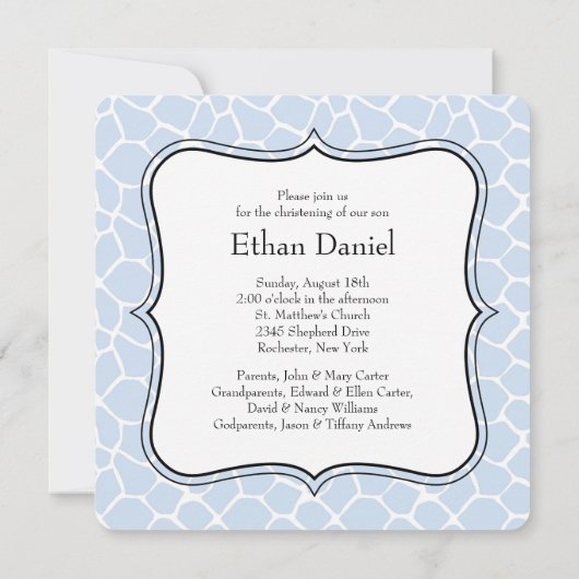 ブルーキリン《キリスト教》洗礼式や命名式 招待状 (裏面)