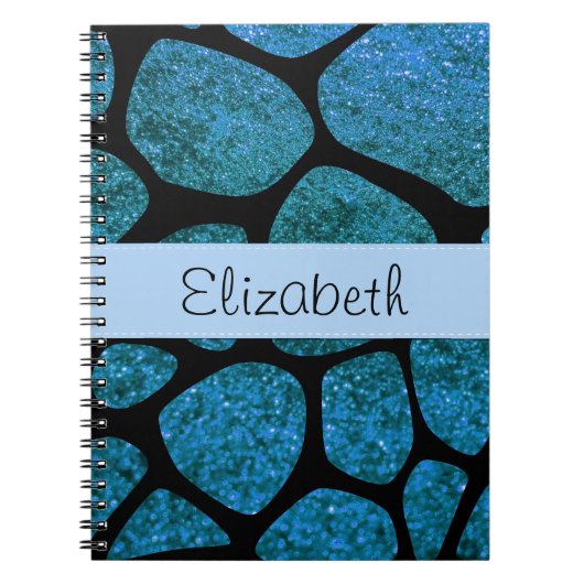 ブルーキリン,ブルーグリッター,ジャングル,お名前 ノートブック (正面)
