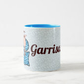 ブルーキリン・モノグラム文字Gと名前 ツートーンマグカップ (中央)