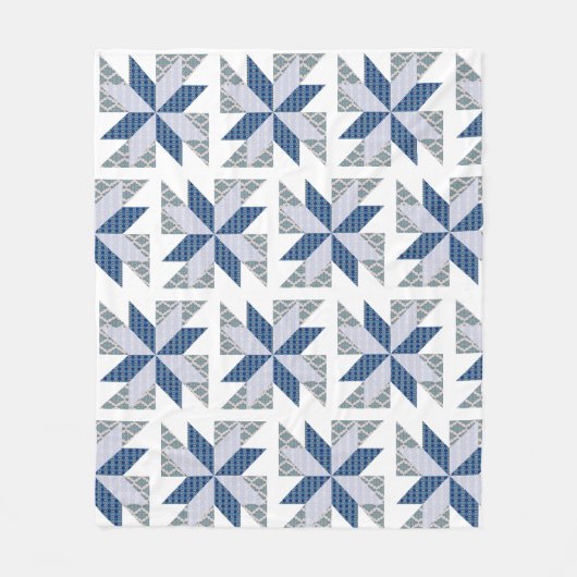 ブルーキルトスタイルスロー フリースブランケット (正面)