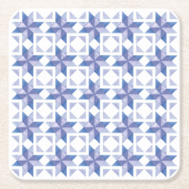ブルーキルトブロック スクエアペーパーコースター