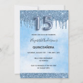 ブルーキンセアニェラグリッターエレガントラグジュアリー 招待状 (正面)