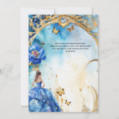 ブルーキンセアニラボールガウングリッター蝶 招待状 (裏面)