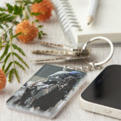 ブルーキーチェーンの騎手を持つ競走馬 キーホルダー (正面右)