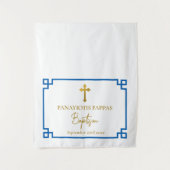 ブルーキー グリーク 洗礼 誕生披露宴 テーブルランナー タペストリー (正面)