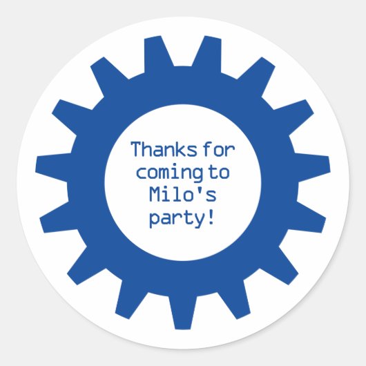 ブルーギア誕生日パーティーありがとうステッカー ラウンドシール (正面)