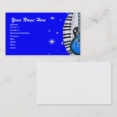 ブルーギターピアノキーボード&スターズビジネスカード 名刺 (正面/裏面)