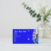 ブルーギターピアノキーボード&スターズビジネスカード 名刺 (スタンド正面)