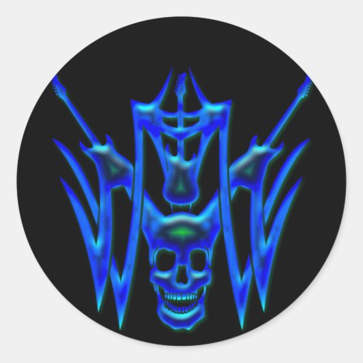 ブルーギター及びスカル ラウンドシール (正面)