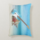 ブルーギター&シーセル抽象芸術ビーチ アクセントクッション (正面(垂直))