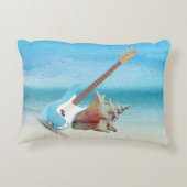 ブルーギター&シーセル抽象芸術ビーチ アクセントクッション (裏面)