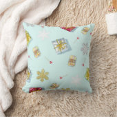 ブルーギフトとキャンディレトロスタイルクリスマス クッション (ブランケット)