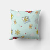 ブルーギフトとキャンディレトロスタイルクリスマス クッション (裏面)