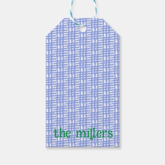 ブルーギフトパターン（の模様が）あるラベル ギフトタグ (正面)