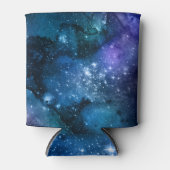 ブルーギャラクシー星空宇宙空間星雲スパークル 缶クーラー (正面)