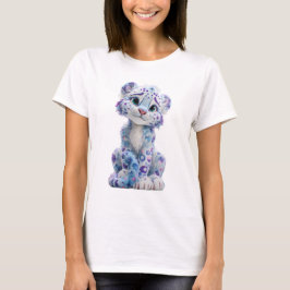 ブルーギャラクシー ユキヒョウの子猫 女性 Tシャツ