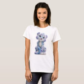ブルーギャラクシー ユキヒョウの子猫 女性 Tシャツ (正面フル)