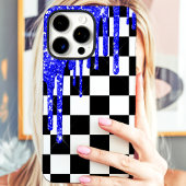 ブルーギラギラしたドリップチェッカーボード Case-Mate iPhoneケース