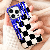 ブルーギラギラしたドリップチェッカーボード Case-Mate iPhoneケース