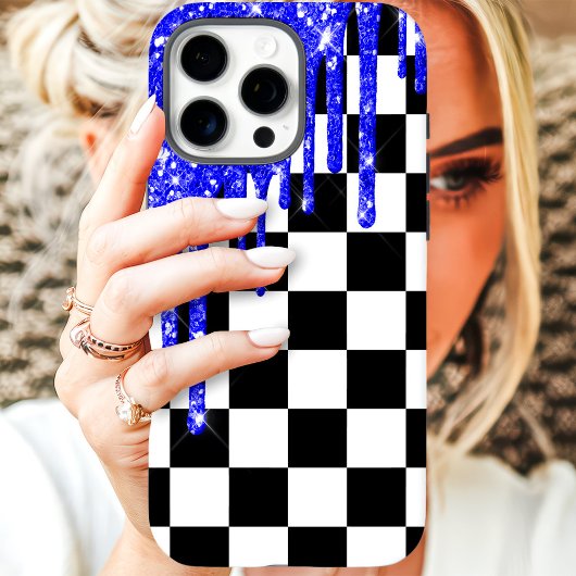 ブルーギラギラしたドリップチェッカーボード Case-Mate iPhoneケース