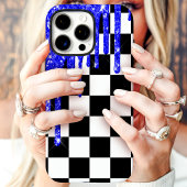 ブルーギラギラしたドリップチェッカーボード Case-Mate iPhoneケース