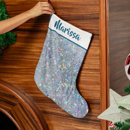 ブルーギラギラ名前入りクリスマスストッキング ラージクリスマスストッキング