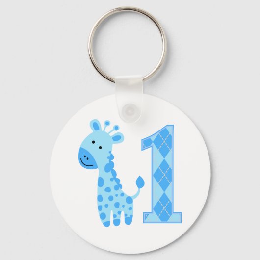 ブルーギラフェファースト誕生日 キーホルダー (正面)