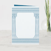 ブルーギリシャの寺院と誕生日パーティーの招待 招待状 (裏面)