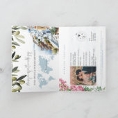 ブルーギリシャ結婚のパスポートワールドマップコンパス 招待状 (内部)