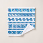 ブルーギリシャ鍵ゲストタオル バスタオルセット (ウォッシュタオル)