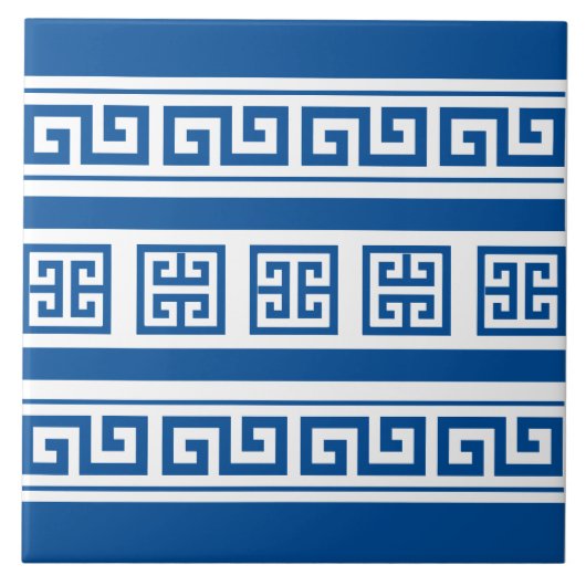 ブルーギリシャ鍵セラミックタイル タイル (正面)