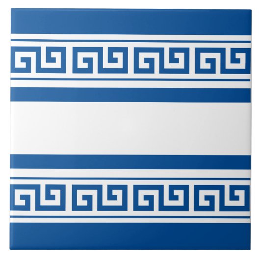 ブルーギリシャ鍵セラミックタイル タイル (正面)