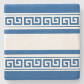 ブルーギリシャ鍵 ストーンコースター (正面)