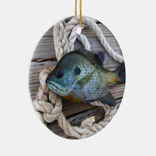 ブルーギルの魚を波止場とロープに セラミックオーナメント (右)