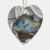 ブルーギルの魚を波止場とロープに セラミックオーナメント (左)