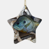 ブルーギルの魚を波止場とロープに セラミックオーナメント (右)