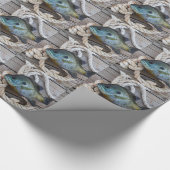 ブルーギルの魚を波止場とロープに ラッピングペーパー (角)
