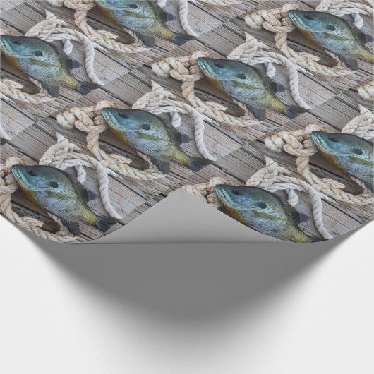 ブルーギルの魚を波止場とロープに ラッピングペーパー (角)