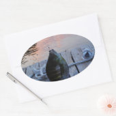 ブルーギルアットサンセットレイクの矢印 楕円形シール (封筒)