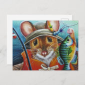 ブルーギル水彩魚釣り用マウスハットベスト ポストカード (正面/裏面)