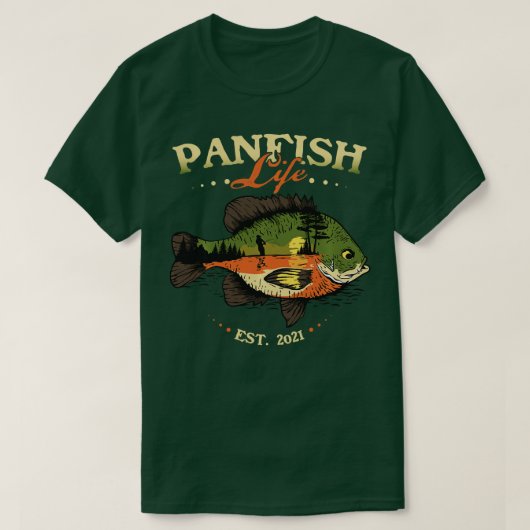 ブルーギル魚釣りアートヴィンテージスタイルパンフィッシュライフL Tシャツ (デザイン正面)
